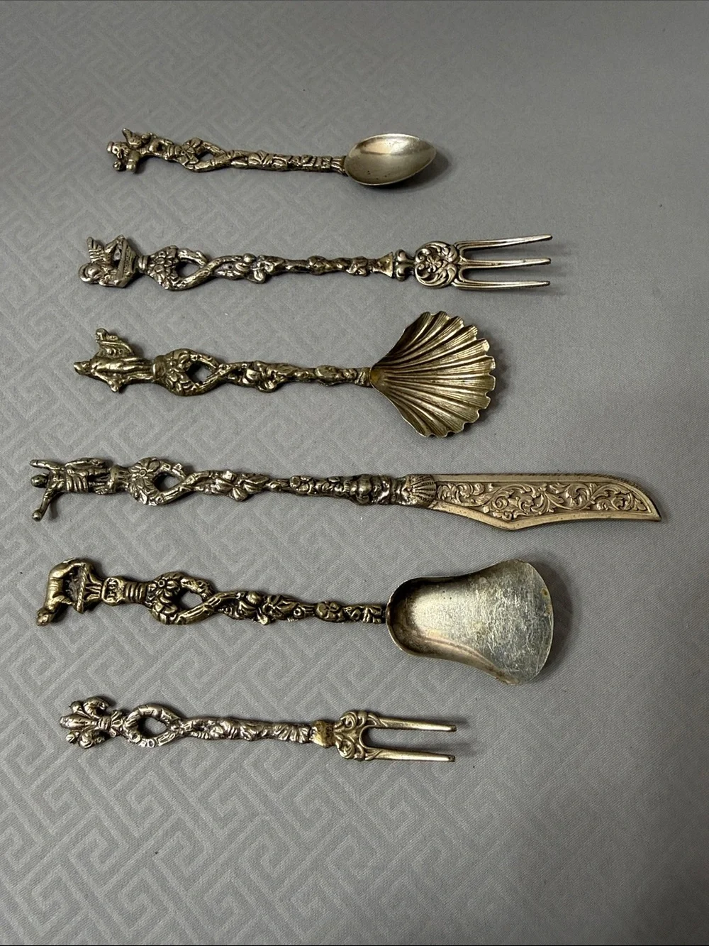 Vintage Italian Ornate Hors D’oeuvre Appetizer Decorative Utensils Set of 6